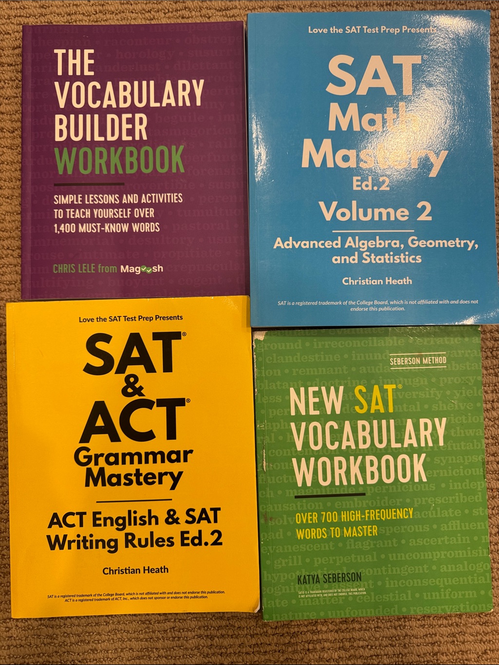 Sat Prep Book Bundle (4 Books) Math, Grammar & Vocab Retails$95+